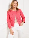 Talbots Plus Petite - Collarless Jean Jacket - Pink Rosette - 3x