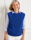 Talbots Convertible Cowl-neck Cable Knit Vest - Blue Majesty - 3x