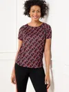 Talbots Plus Size - Cool Slub Active Short Sleeve T-shirt - Interlacing Loops - Black - 1x  In Black
