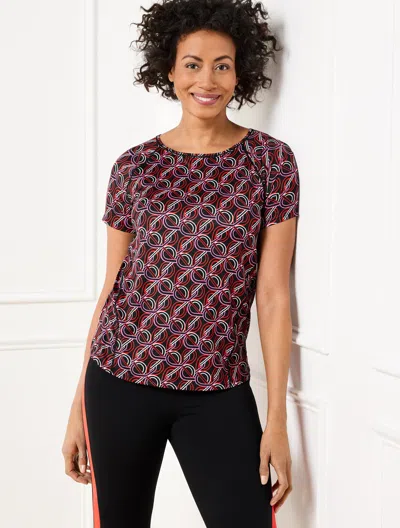 Talbots Plus Size - Cool Slub Active Short Sleeve T-shirt - Interlacing Loops - Black - 1x