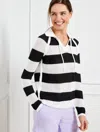 Talbots Plus Petite - Coolmaxâ® Johnny Collar Sweater - Striped - White/black - 2x  In White,black