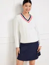 Talbots Plus Petite - Coolmaxâ® V-neck Sweater - White - 2x  In White