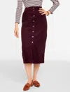Talbots Plus Petite - Corduroy Midi Skirt - Rich Burgundy - 22  In Burgundy