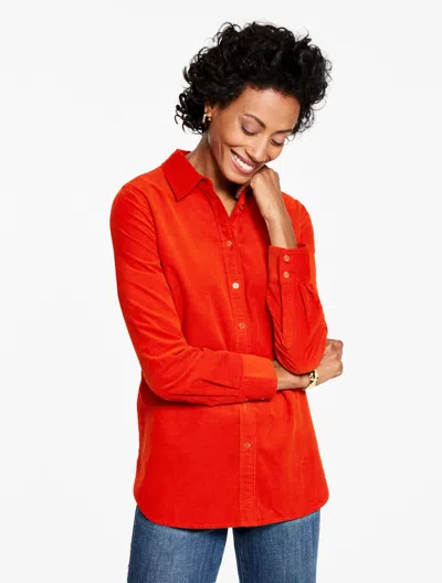 Talbots Plus Petite - Corduroy Modern Classic Shirt - Autumn Berry - 2x - 100% Cotton  In Orange