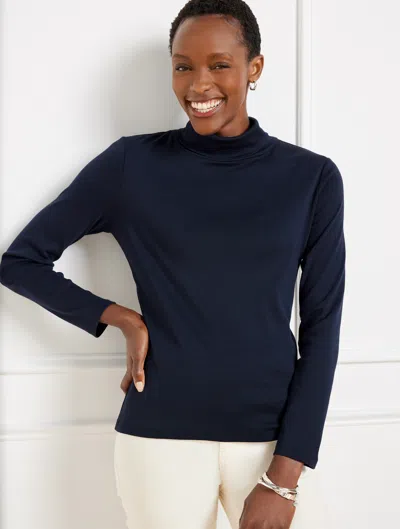 Talbots Plus Size - Cotton Turtleneck Top - Blue - 3x