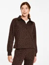 Talbots Plus Petite - Cozy Fleece Half-zip Pullover Sweater - Tonal Cheetah - Dark Chocolate - 3x  In Brown