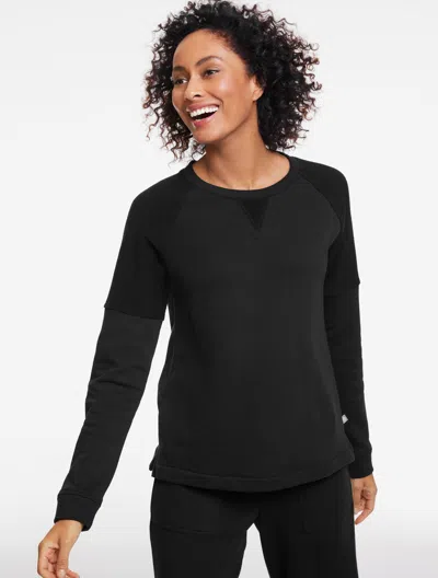 Talbots Plus Petite - Cozy French Terry Crewneck Sweater Pullover - Black - 3x