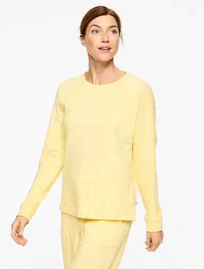 Talbots Plus Petite - Cozy French Terry Crewneck Sweater Pullover - Lemon Butter - 2x  In Yellow
