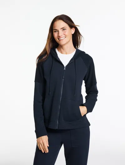Talbots Plus Petite - Cozy French Terry Hooded Jacket - Blue - 1x