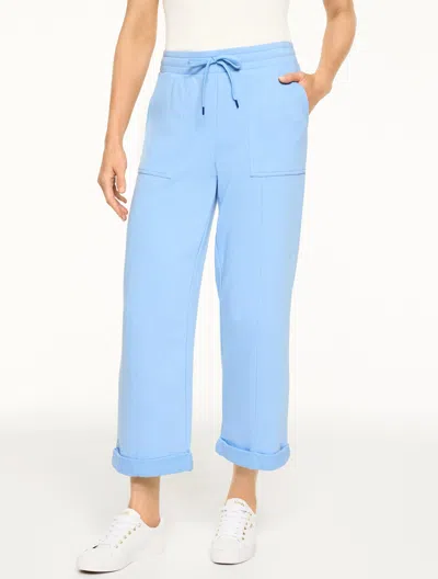 Talbots Plus Petite - Cozy French Terry Wide Crop Pants - Bluebell - 3x  In Purple