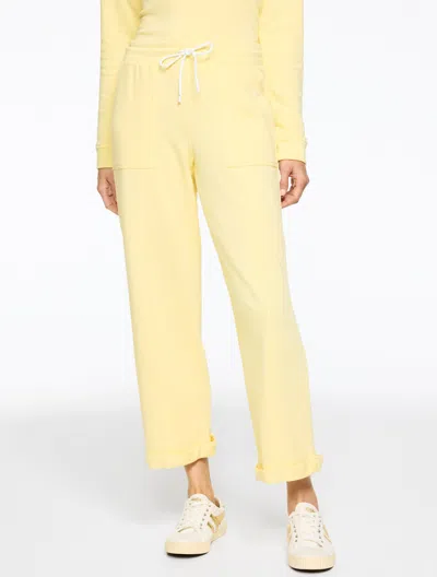 Talbots Plus Petite - Cozy French Terry Wide Crop Pants - Lemon Butter - 3x  In Yellow