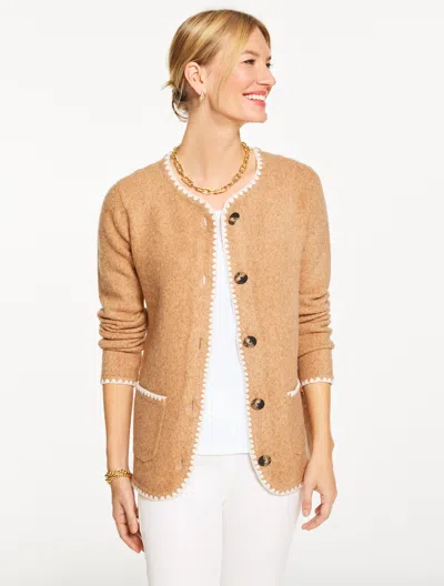 Talbots Plus Petite - Crewneck Cardigan Sweater - Camel - X  In Brown