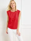 Talbots Plus Petite - Crewneck Muscle T-shirt - Red - 1x