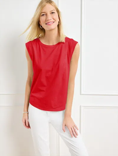 Talbots Plus Petite - Crewneck Muscle T-shirt - Red - 1x