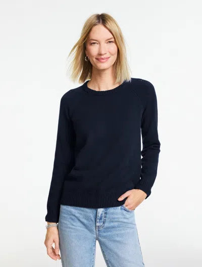 Talbots Plus Petite - Crewneck Raglan Sweater - Indigo - 3x  In Purple