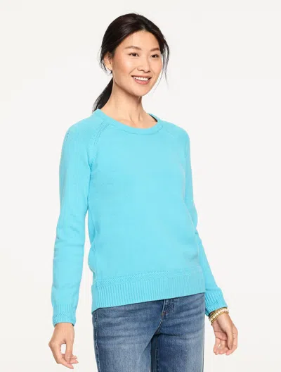 Talbots Plus Petite - Crewneck Raglan Sweater - Opal Blue Heather - 2x