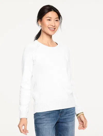 Talbots Plus Petite - Crewneck Raglan Sweater - White - 3x