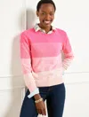 Talbots Plus Petite - Crewneck Sweater - Ombrã© - Soft Pink/poppy Pink - 1x - 100% Cotton  In Soft Pink,poppy Pink