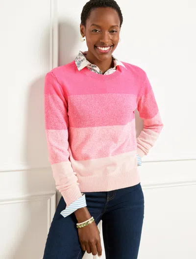 Talbots Plus Petite - Crewneck Sweater - Ombrã© - Soft Pink/poppy Pink - 1x - 100% Cotton  In Soft Pink,poppy Pink
