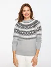 Talbots Plus Petite - Crewneck Sweater - Persian Fair Isle - Grey Sky Heather - X  In Gray