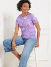 Talbots Plus Size - Crewneck T-shirt - Blissful Meadow - Deep Lavender/white - 3x  In Deep Lavender,white
