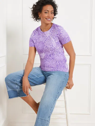 Talbots Plus Size - Crewneck T-shirt - Blissful Meadow - Deep Lavender/white - 3x  In Deep Lavender,white