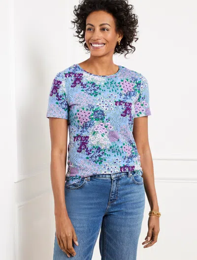 Talbots Misses - Crewneck T-shirt - Layered Ditsy - Blue Wave/pink - Medium  In Blue Wave,pink