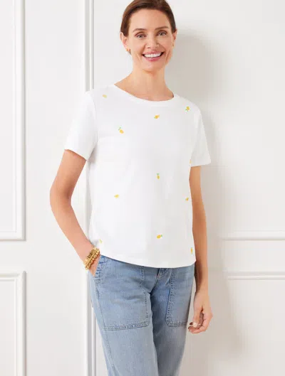 Talbots Plus Petite - Crewneck T-shirt - Lemon Tree - White - 3x