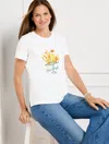 Talbots Plus Petite - Crewneck T-shirt - Mimosa - White - 3x  In White