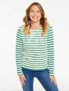 Talbots Plus Petite - Crewneck T-shirt - Sequin Stripe - Ivory/lush Green - 1x