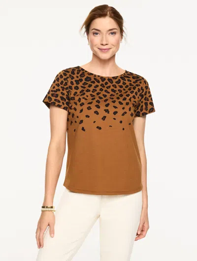Talbots Plus Petite - Crewneck T-shirt - Tricolor Cheetah - Sierra Brown - 2x