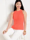 Talbots Plus Petite - Crochet Trim Halter Sweater Tank Top - Hot Coral - 2x  In Hot Coral