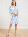 Talbots Plus Size - Dancing Eyelet Puff Sleeve Dress - Lakeside Blue/white - 14 - 100% Cotton  In Lakeside Blue,white