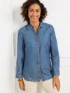 Talbots Plus Petite - Denim Button Front Shirt - Sapphire Lake Wash - 3x