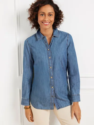 Talbots Plus Petite - Denim Button Front Shirt - Sapphire Lake Wash - 3x
