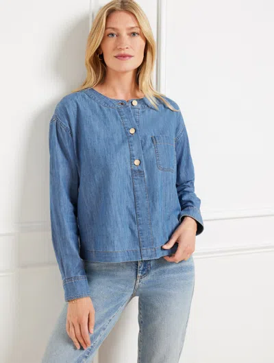 Talbots Plus Petite - Denim Popover Shirt Shirt - Azure Sky Wash - 2x