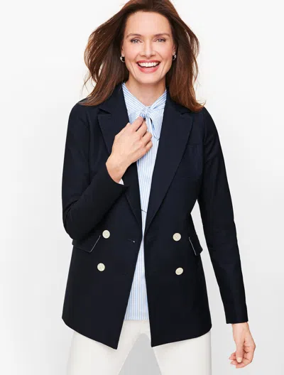 Talbots Plus Petite - Double Breasted Oxford Blazer - Indigo - 18  In Purple