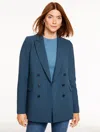 Talbots Plus Petite - Double Breasted Twill Blazer - Midnight Sky - 16
