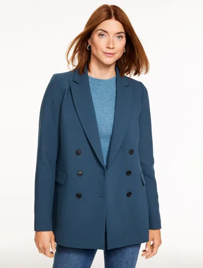 Talbots Plus Petite - Double Breasted Twill Blazer - Midnight Sky - 16
