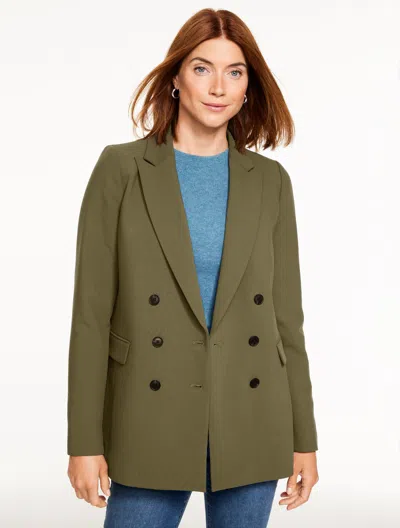 Talbots Plus Petite - Double Breasted Twill Blazer - Oak Moss - 20