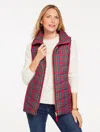 Talbots Plus Petite - Down Puffer Vest - Blissful Plaid - Red/golden Honey - 2x  In Multi