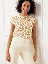 Talbots Plus Petite - Draped Neck Top - Flower Deco - Ivory/cafe - 2x  In Ivory,cafe