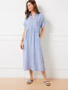 Talbots Plus Petite - Drop Waist Linen Shirtdress - Happy Stripe - Blue Majesty - 2x  In Blue Majesty