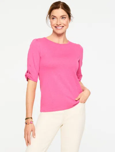 Talbots Plus Petite - Elbow Sleeve Knot Top - Bright Pink - 1x