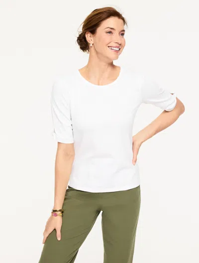 Talbots Plus Petite - Elbow Sleeve Knot Top - White - 2x