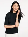 Talbots Plus Petite - Elbow Sleeve Mockneck Sweater - Black - 2x  In Black