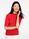 Talbots Plus Petite - Elbow Sleeve Mockneck Sweater - Red - 2x