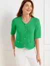 Talbots Plus Petite - Elbow Sleeve Sweater Jacket - Bright Green - 2x