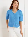 Talbots Plus Petite - Elbow Sleeve Sweater Jacket - Lakeside Blue - 2x  In Lakeside Blue