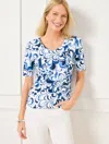 Talbots Plus Petite - Elbow Sleeve V-neck T-shirt - Divine Swirl - White/ink - 3x